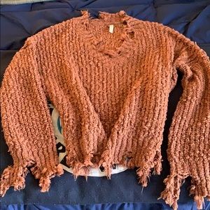 Cozy Knit Frayed Edge Sweater